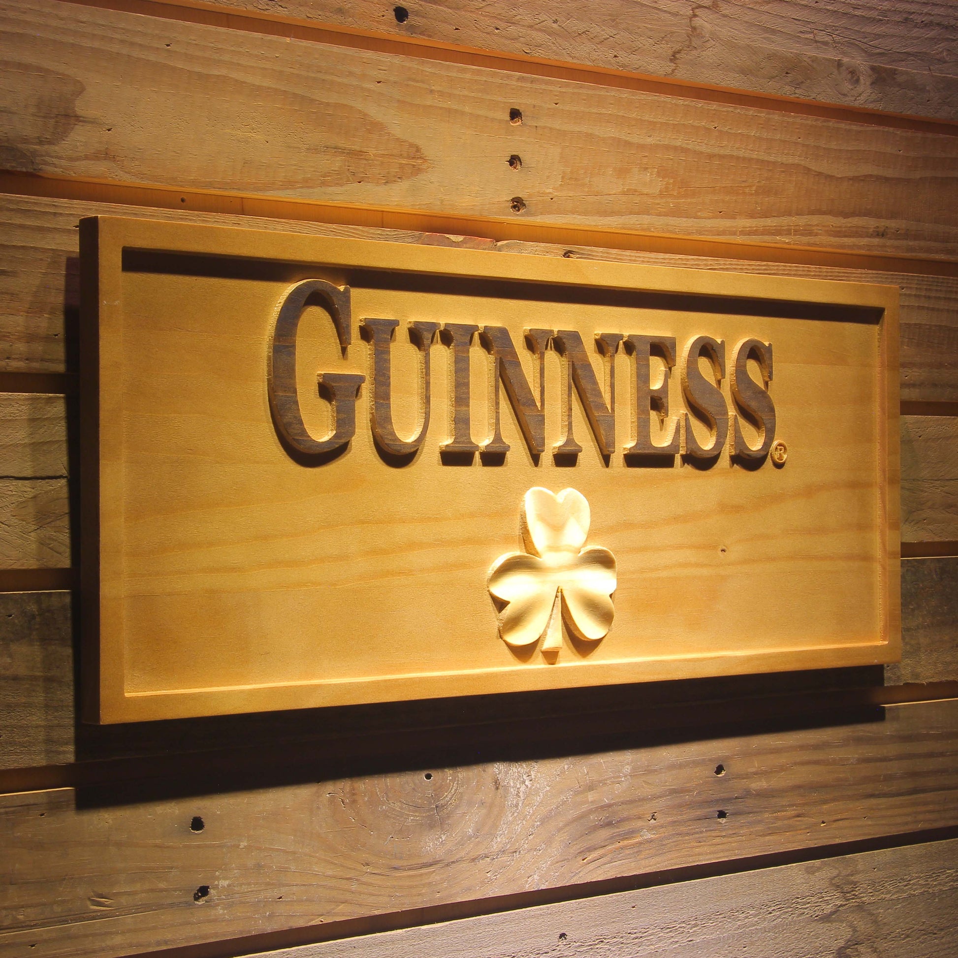 Guinness Shamrock  3D Wooden Signs by Woody Signs Co. - Handmade Crafted Unique Wooden Creative