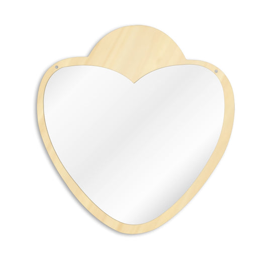 Heart Shaped Acrylic Wall Mirror with Wooden Back Girl Room Decoration Make-up Wall Mirror Valentines Day Gift For Her by Woody Signs Co. - Handmade Crafted Unique Wooden Creative