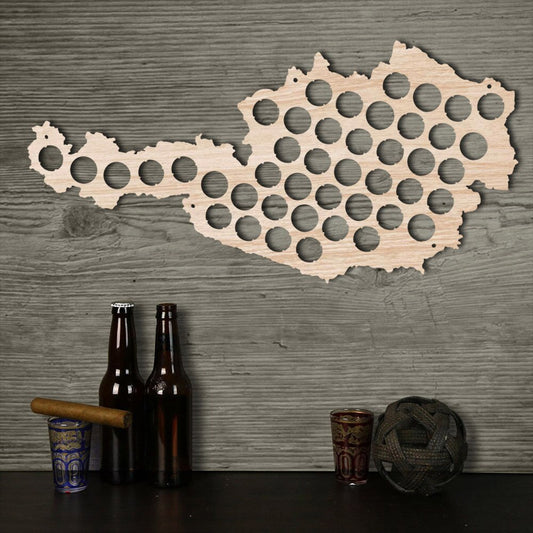 Wooden  Cap Maps  Bottle Caps Map of Austria  For Cap Collector  Drinker Wood Crafts by Woody Signs Co. - Handmade Crafted Unique Wooden Creative