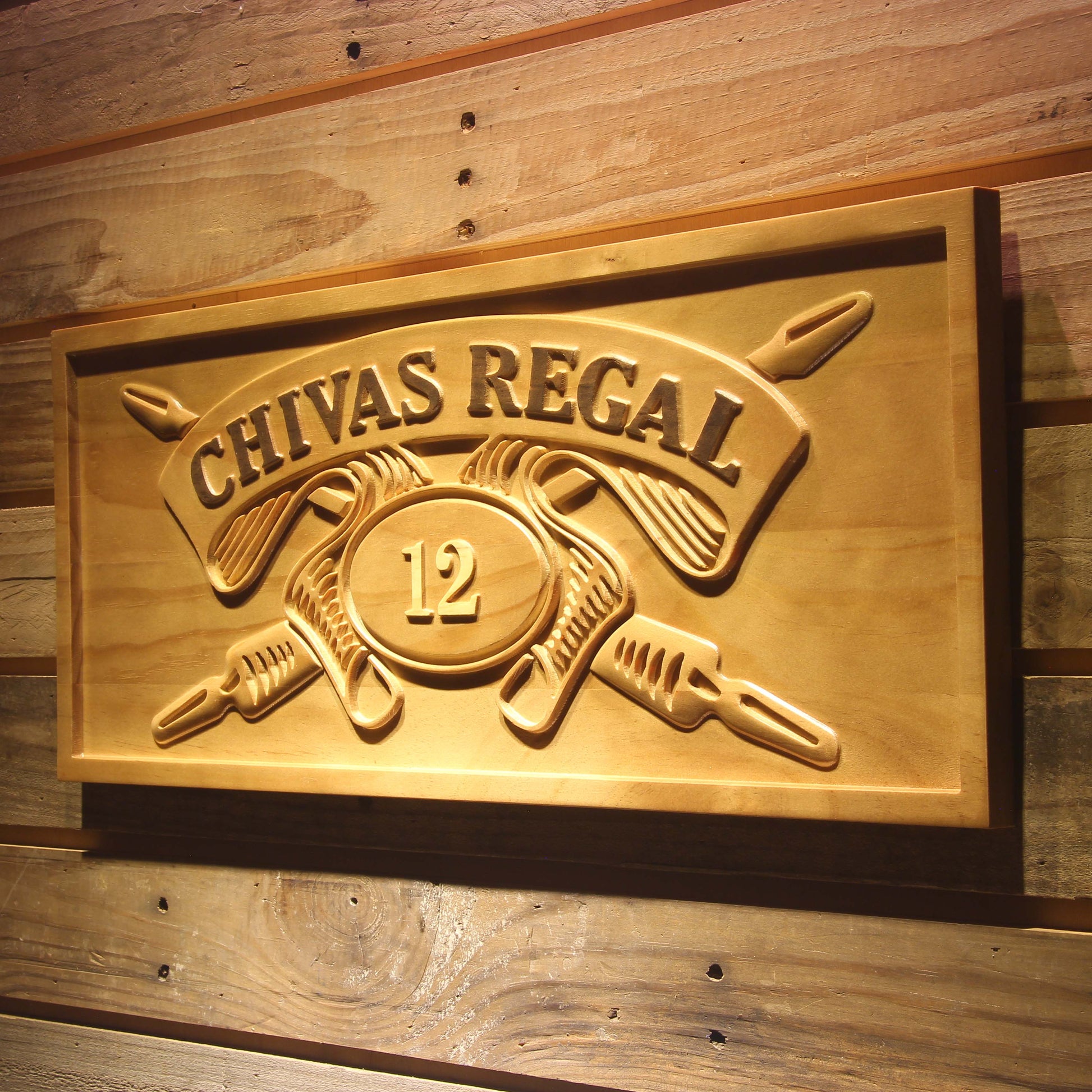 Chivas Regal 12 Whisky 3D Wooden Signs by Woody Signs Co. - Handmade Crafted Unique Wooden Creative