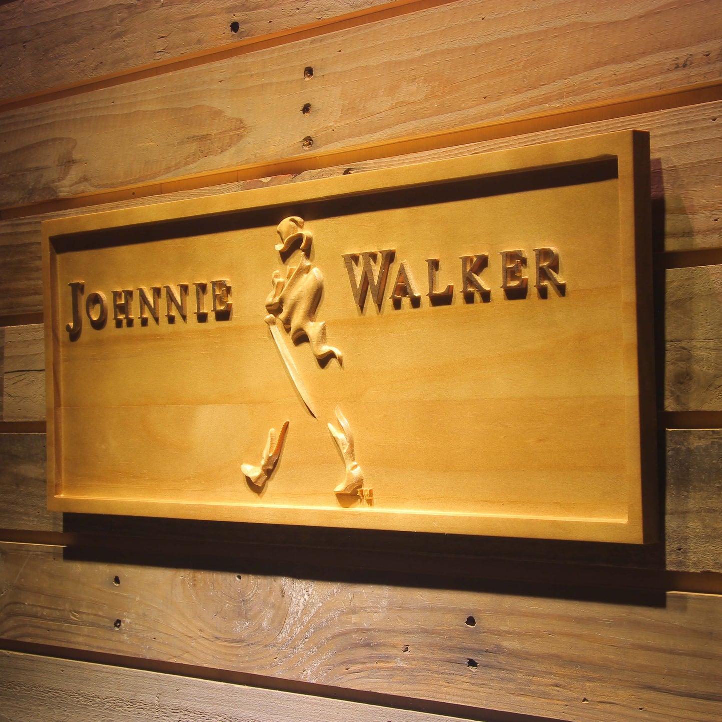 Johnnie Walker Whiskey 3D Wooden Signs by Woody Signs Co. - Handmade Crafted Unique Wooden Creative