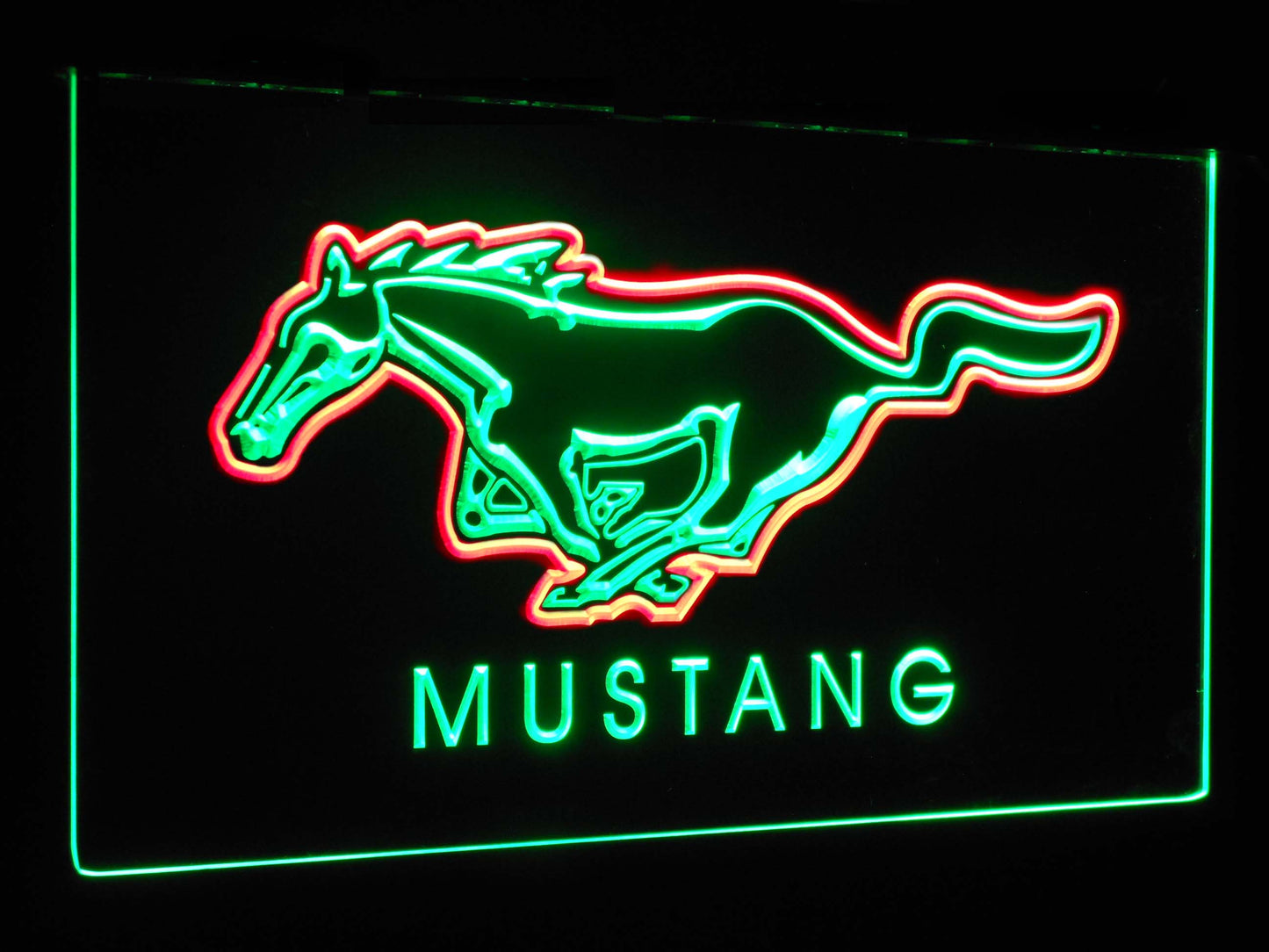 Mustang Ford Horse Car Bar Decoration Gift Dual Color Led Neon Light Signs st6-d0054 by Woody Signs Co. - Handmade Crafted Unique Wooden Creative