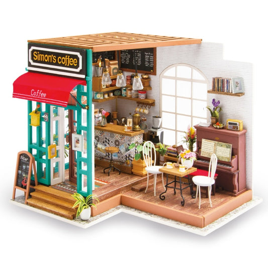 DIY Simon's Coffee with Furnitures   Miniature Wooden Doll House Model   DG109 by Woody Signs Co. - Handmade Crafted Unique Wooden Creative