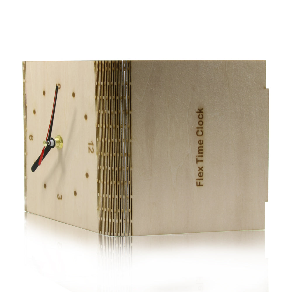 Flex Time Clock Sleek Minimalist Wood Table Clock Custom Living Hinge Wooden Desk Clock Modern Simple Wooden Clock by Woody Signs Co. - Handmade Crafted Unique Wooden Creative