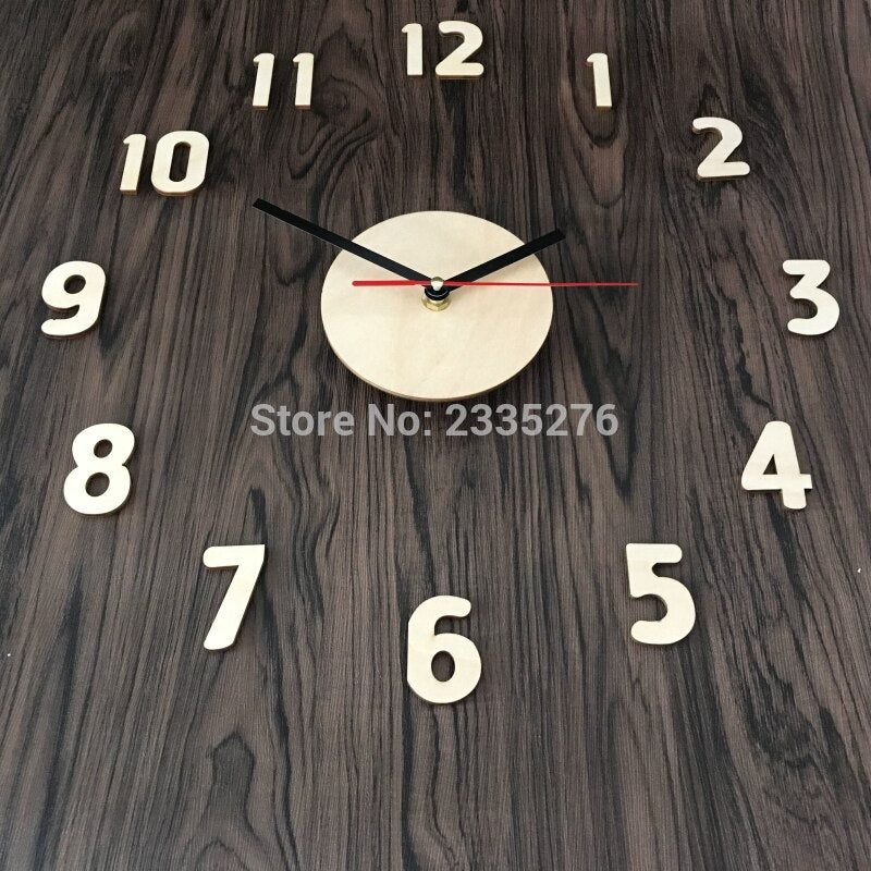 DIY Wall Clock Adhensive Wooden Surface Large Number Wall Clock Watch Sticker by Woody Signs Co. - Handmade Crafted Unique Wooden Creative