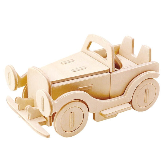 DIY 3D Wooden Classic Car Puzzle Game  Kids Natural Color   Educational Gift JP110 by Woody Signs Co. - Handmade Crafted Unique Wooden Creative