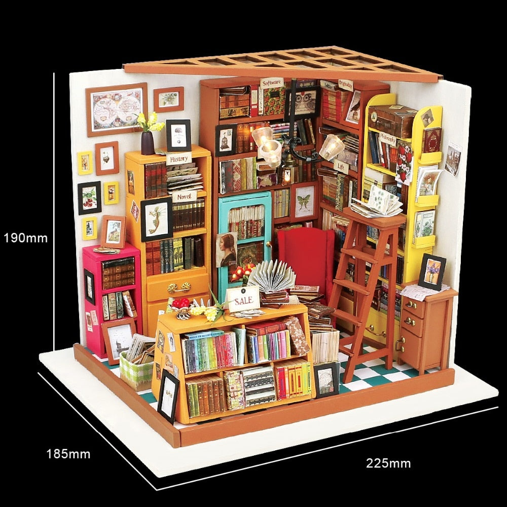 DIY  Sam's Study Room with Furniture   Miniature Wooden Doll House    DG102 (DG102 Study room) by Woody Signs Co. - Handmade Crafted Unique Wooden Creative