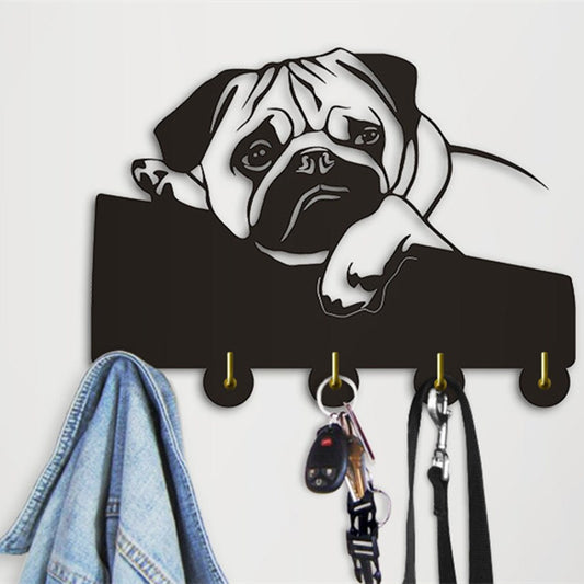 English Bulldog Clothes Hooks Lovely Puppy Dog Animal Silhouette Wall Hanger Towels Hooks Nursery Decor For Bathroom by Woody Signs Co. - Handmade Crafted Unique Wooden Creative