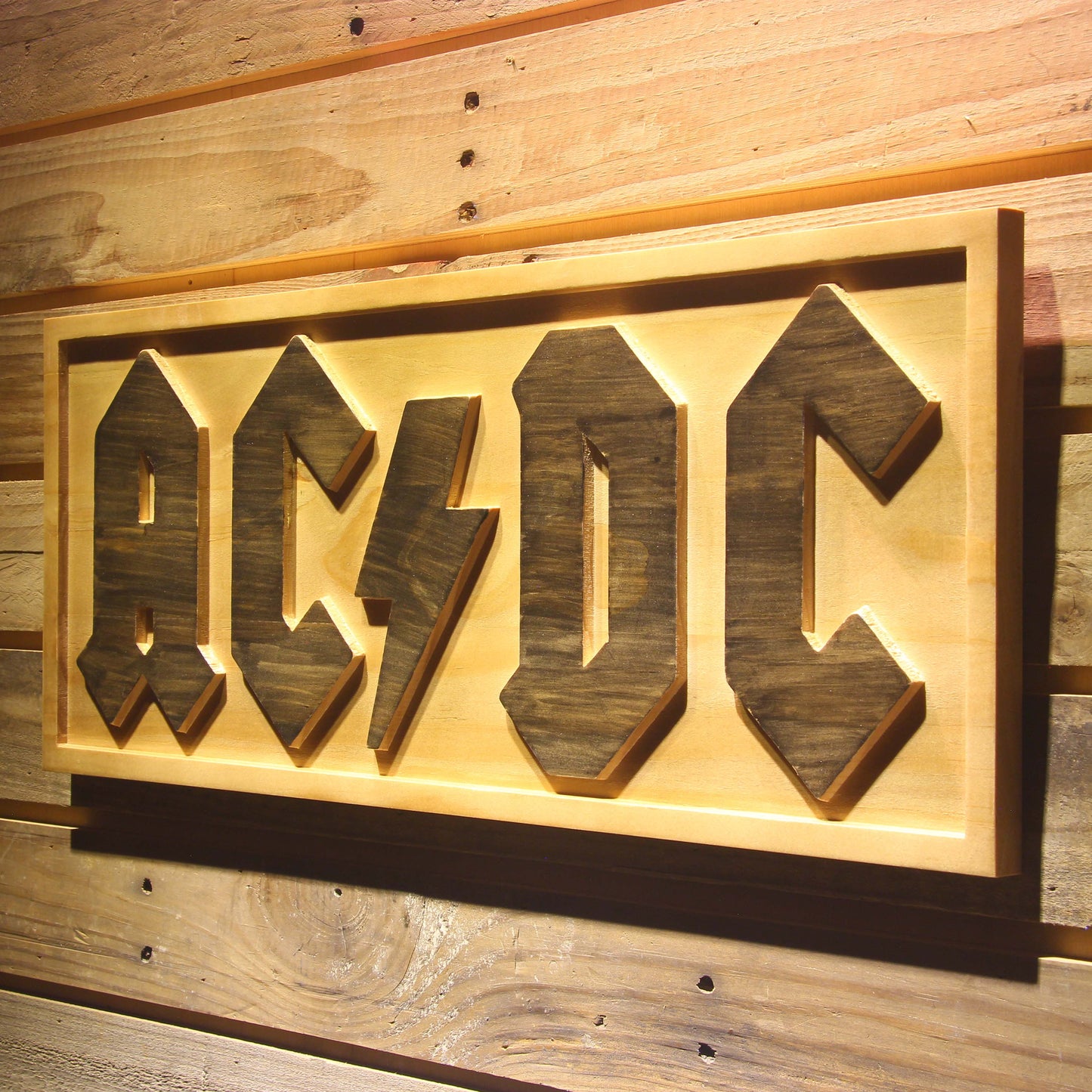 ACDC AC/CD Band  3D Wooden Bar Signs by Woody Signs Co. - Handmade Crafted Unique Wooden Creative