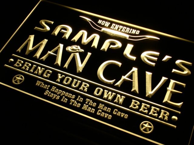 pb Name  Custom Man Cave  Bar Neon Light Light Signs by Woody Signs Co. - Handmade Crafted Unique Wooden Creative