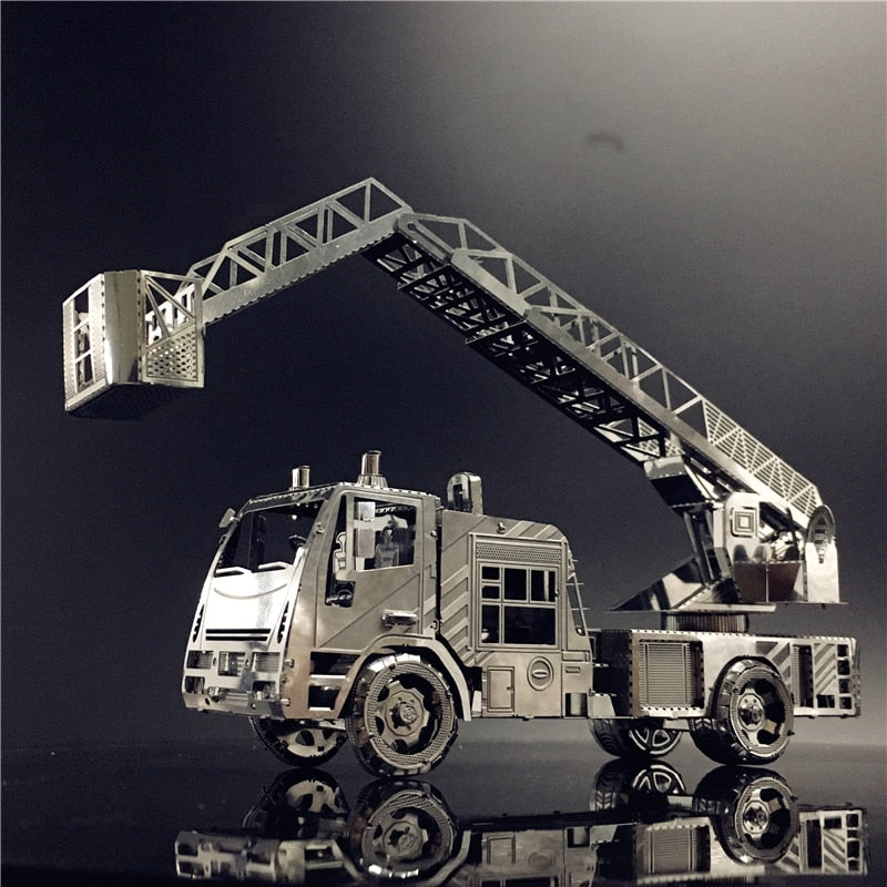 3D Metal Puzzle model kit Fire engine with ladder DIY 3D by Woody Signs Co. - Handmade Crafted Unique Wooden Creative