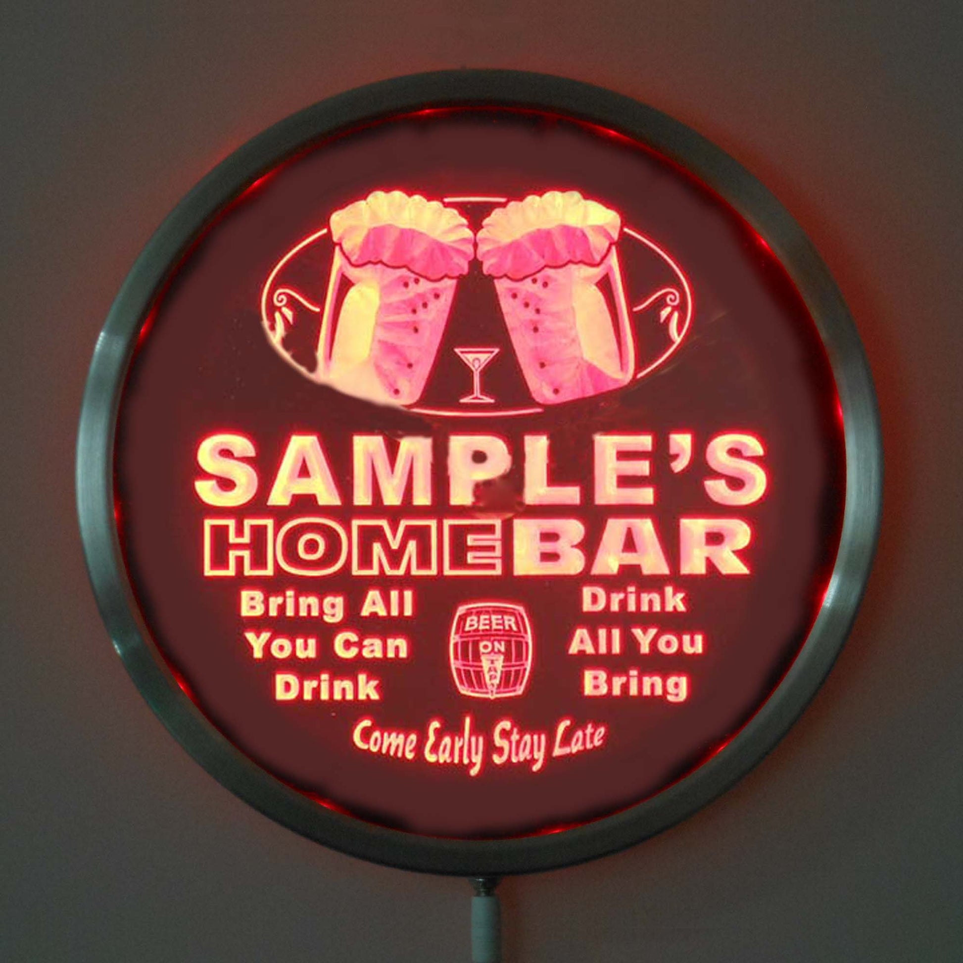 p Name  Custom Home Bar  Mug LED Neon Sign 7 Colors or Multicolor with 5 Sizes Round or Rectangle Shape by Woody Signs Co. - Handmade Crafted Unique Wooden Creative