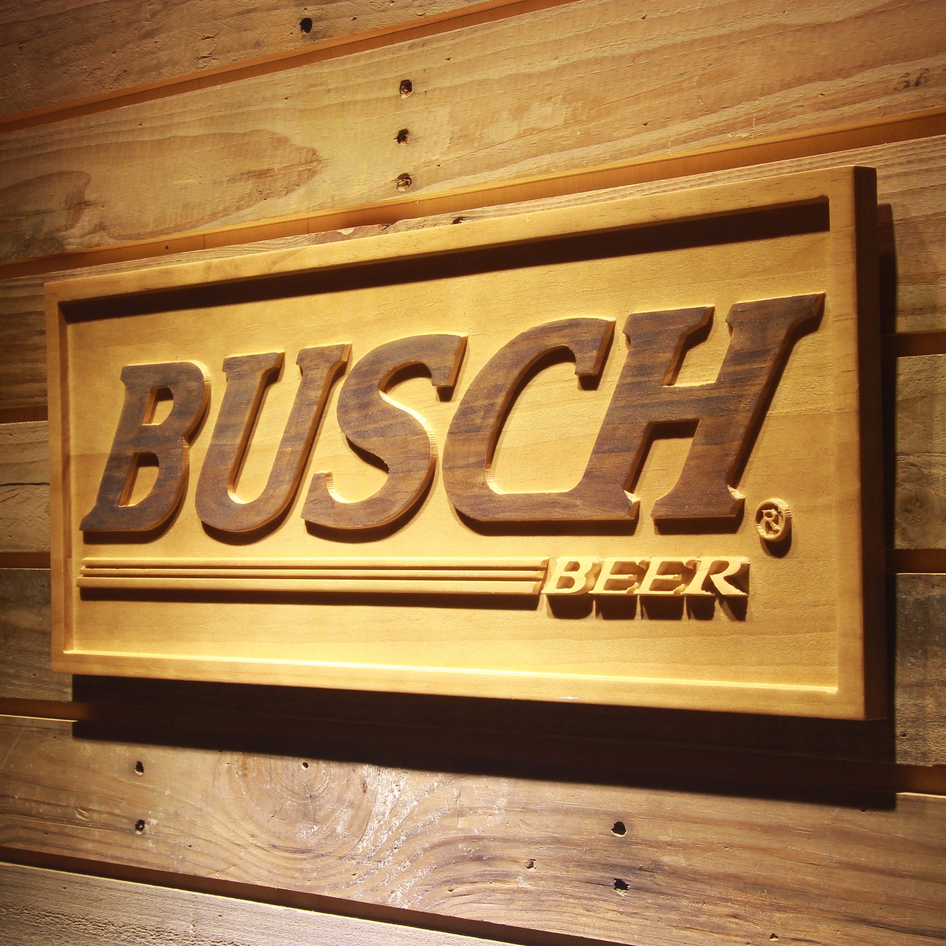Busch  3D Wooden Signs by Woody Signs Co. - Handmade Crafted Unique Wooden Creative
