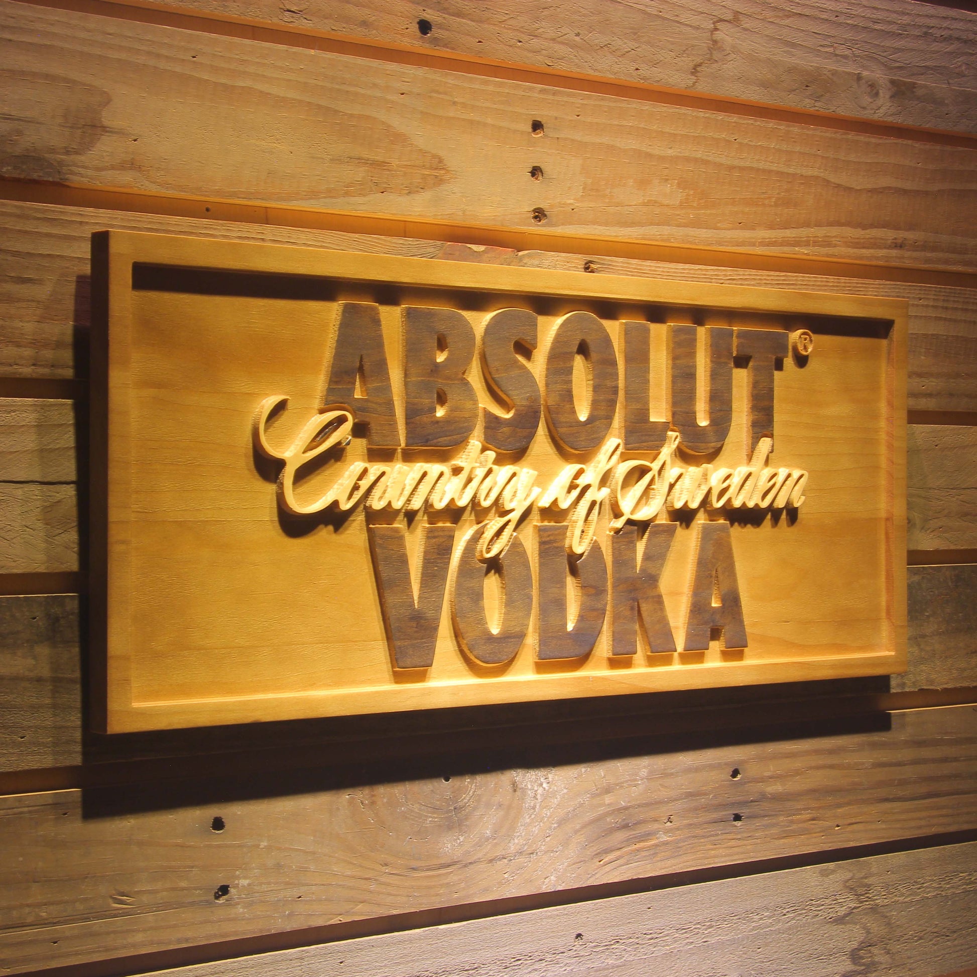 Absolut Vodka 3D Wooden Signs by Woody Signs Co. - Handmade Crafted Unique Wooden Creative
