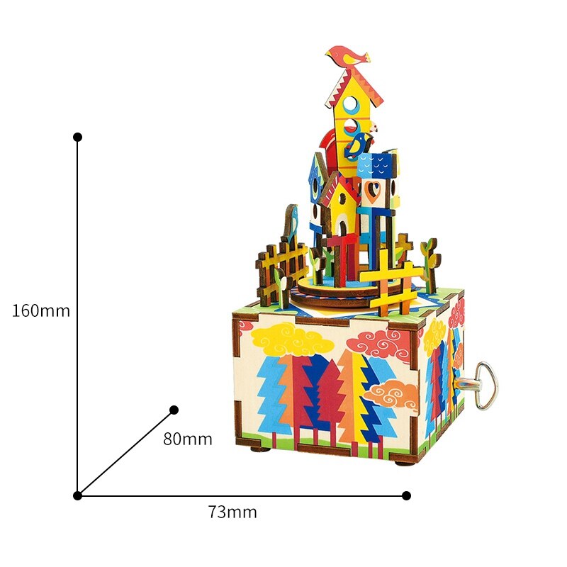 DIY Castle in the Sky 3D Wooden Puzzle Game Assembly Rotatable Music Box Toy Gift for Children Adult AM307 by Woody Signs Co. - Handmade Crafted Unique Wooden Creative