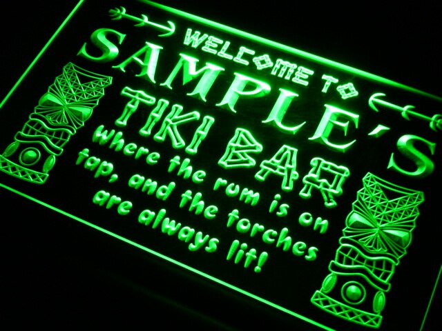 pm Name  Custom Tiki Bar  Neon Light Light Signs by Woody Signs Co. - Handmade Crafted Unique Wooden Creative