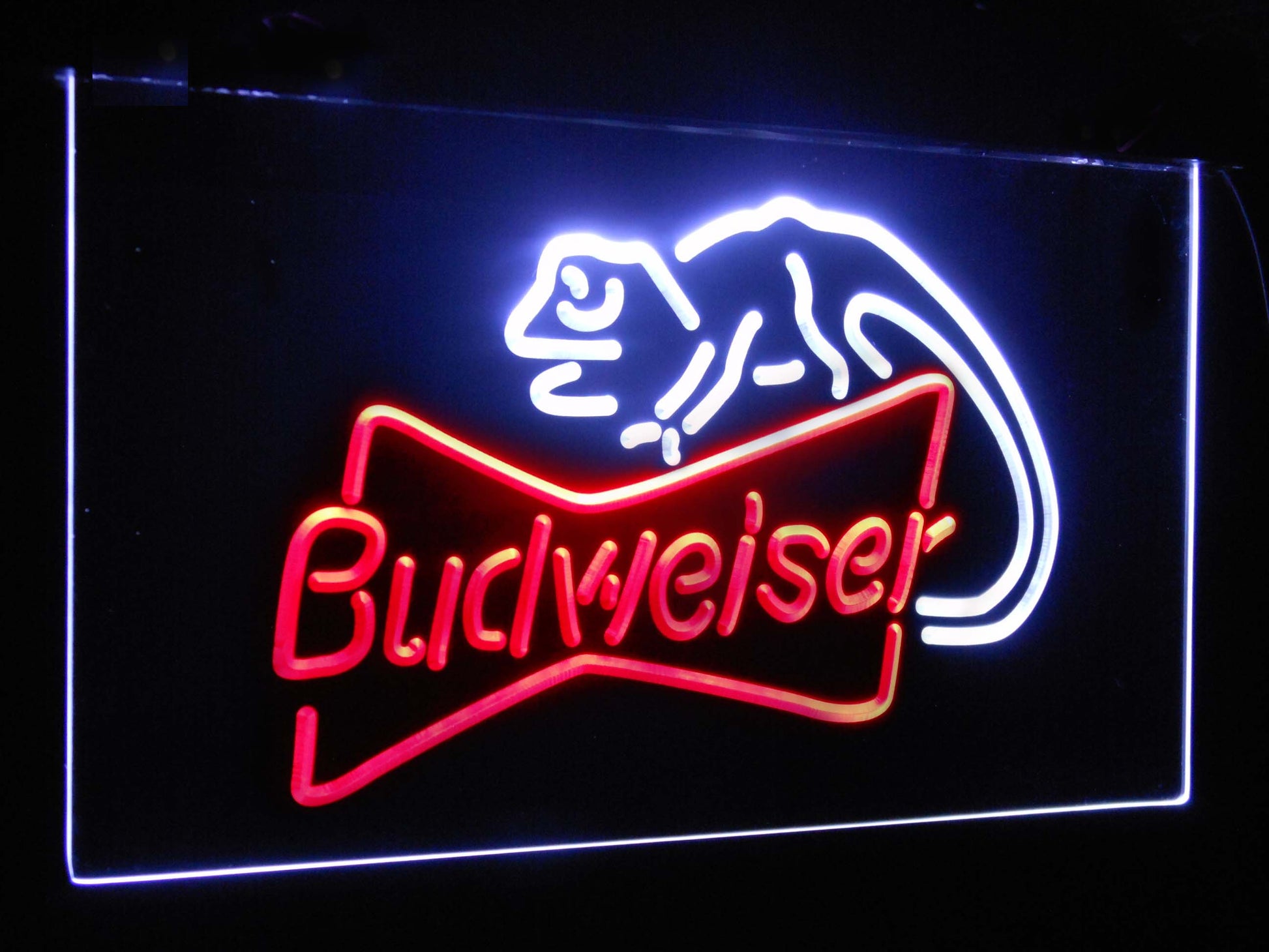 Budweiser Lizard  Bar Decoration Gift Dual Color Led Neon Light Signs st6-a2084 by Woody Signs Co. - Handmade Crafted Unique Wooden Creative