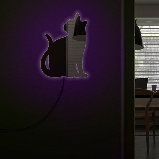 Relaxed Kitty Cat Luminous Wall Mirror Kitten Cat Modern Mirror Acrylic Mirror Art with LED illumination Cat Pet Owners Gift by Woody Signs Co. - Handmade Crafted Unique Wooden Creative