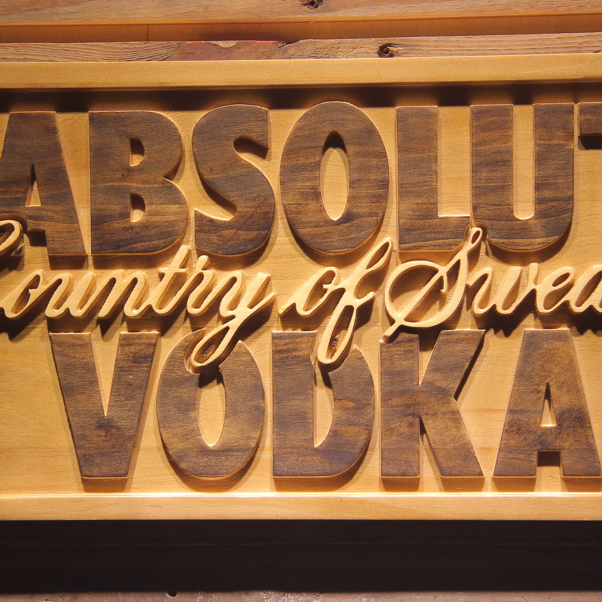 Absolut Vodka 3D Wooden Signs by Woody Signs Co. - Handmade Crafted Unique Wooden Creative