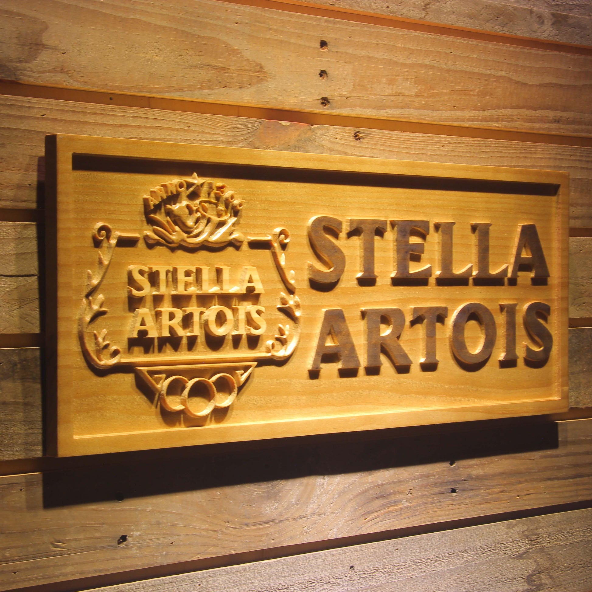 Stella Artois  3D Wooden Signs by Woody Signs Co. - Handmade Crafted Unique Wooden Creative