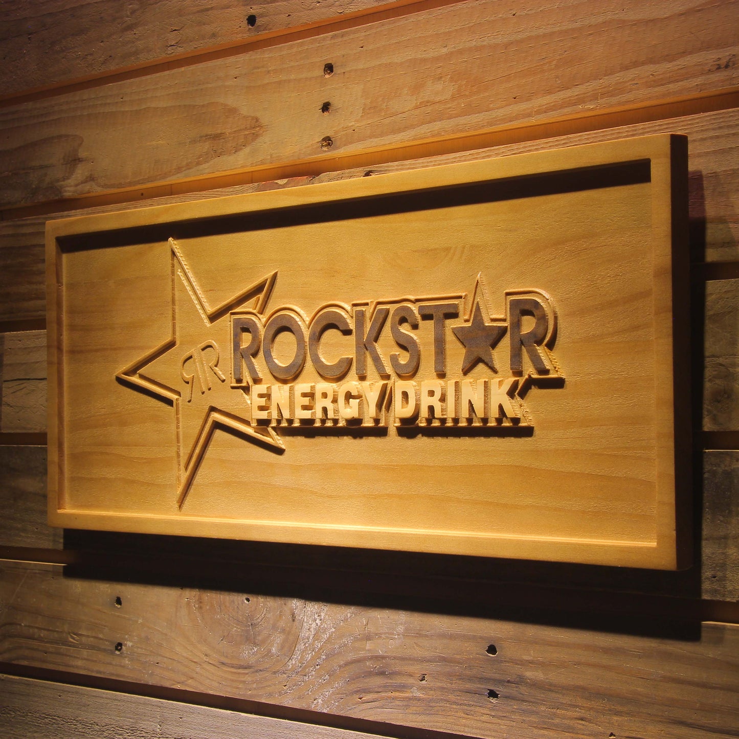 Rockstar Energy Drink Bar 3D Wooden Signs by Woody Signs Co. - Handmade Crafted Unique Wooden Creative