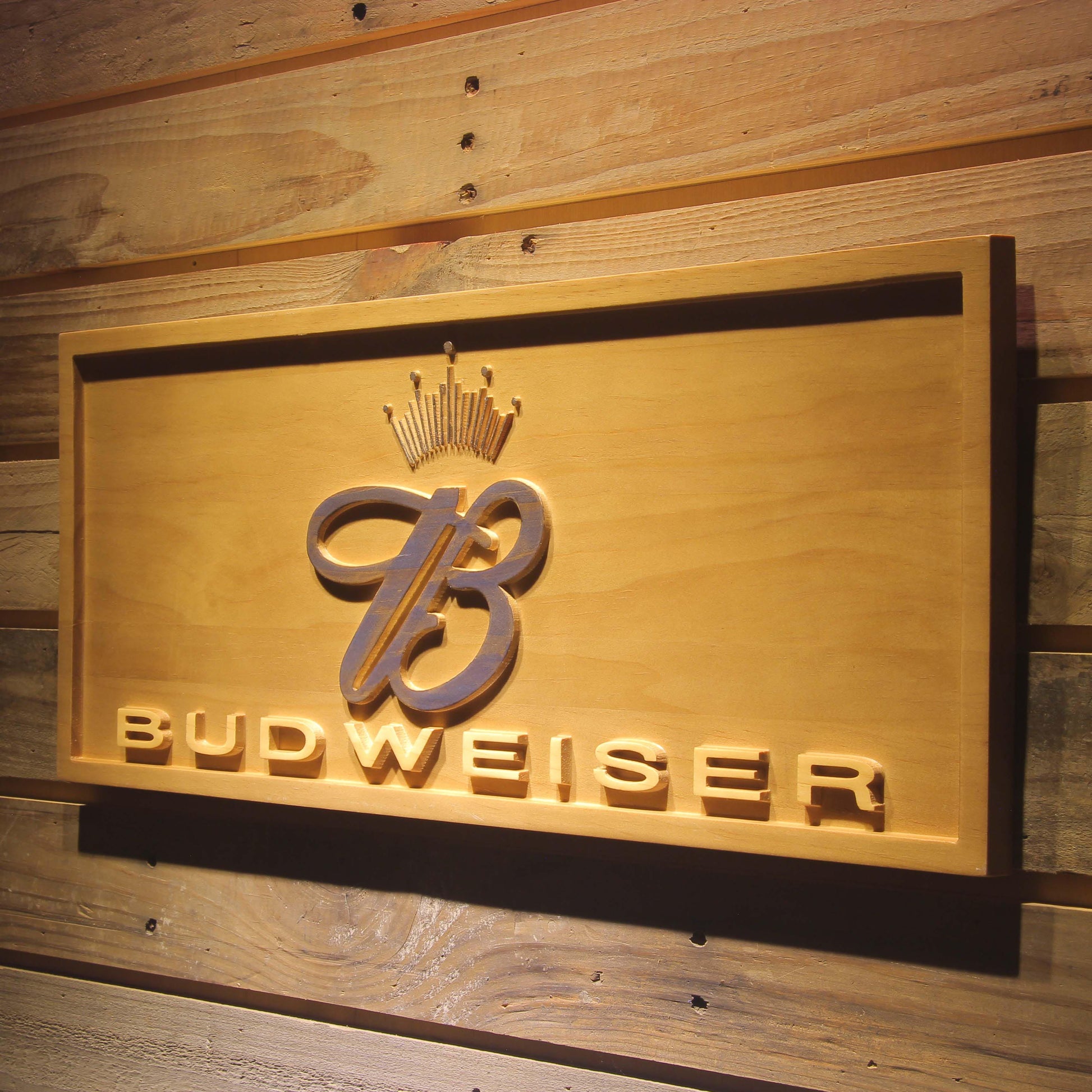 Budweiser King  3D Wooden Signs by Woody Signs Co. - Handmade Crafted Unique Wooden Creative