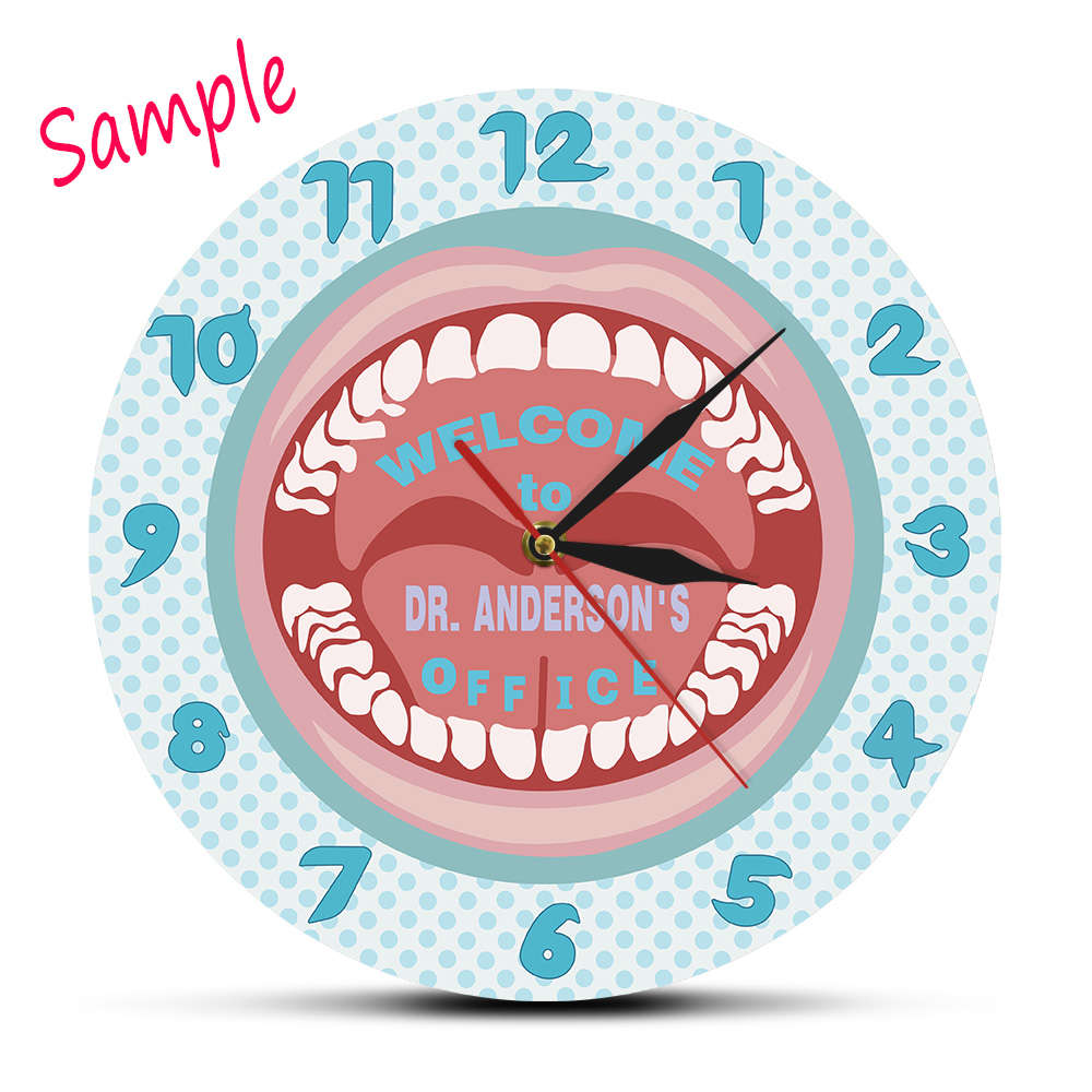 Your Name Dentist Wall Clock Custom Dentist Name Hygienist Sign Teeth Wall Clock Dental Clinic Dentistry by Woody Signs Co. - Handmade Crafted Unique Wooden Creative