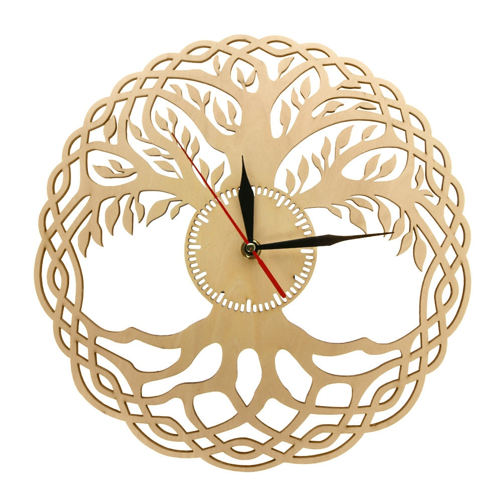 Modern Wall Clock Sacred Geometry Handmade Masterpiece Rustic Wooden Tree Of Life Wall Clock Infinity Tree  Zen by Woody Signs Co. - Handmade Crafted Unique Wooden Creative