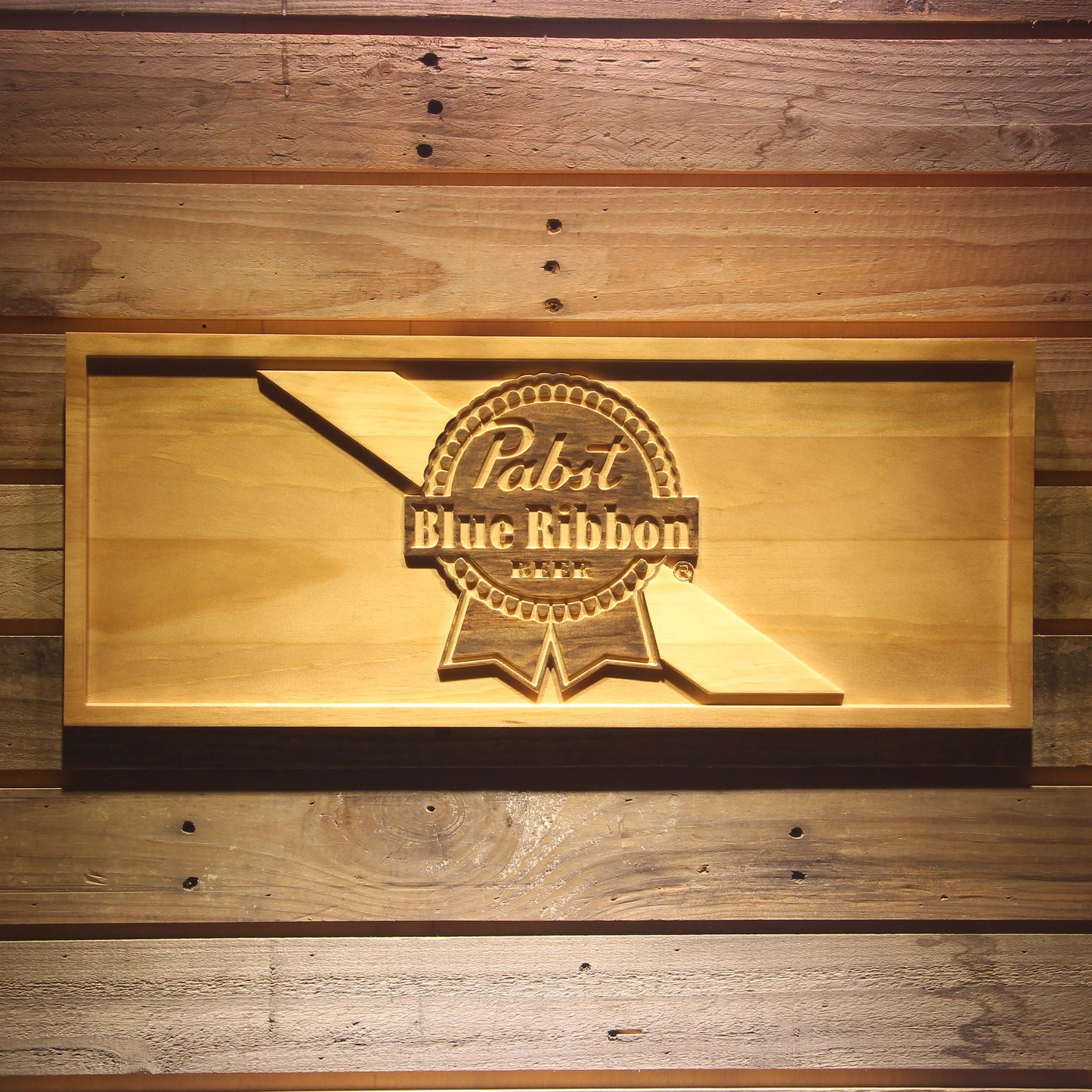 Pabst Blue Ribbon  3D Wooden Bar Signs by Woody Signs Co. - Handmade Crafted Unique Wooden Creative