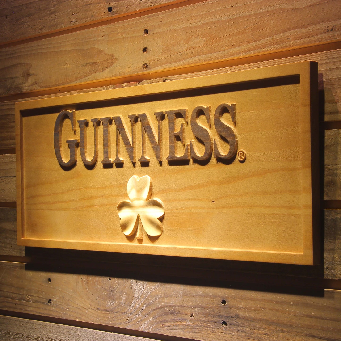 Guinness Shamrock  3D Wooden Signs by Woody Signs Co. - Handmade Crafted Unique Wooden Creative