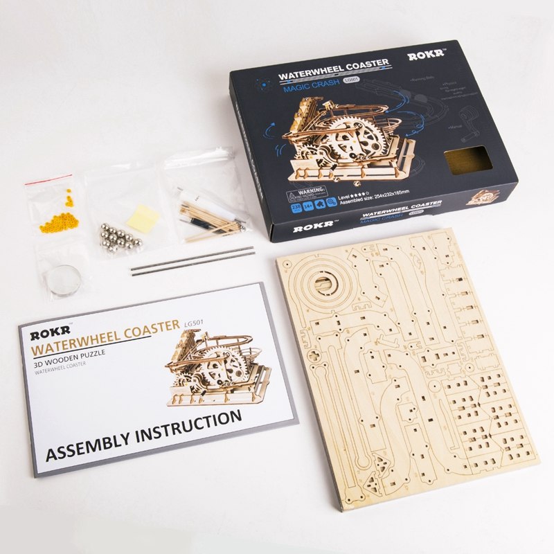 4 Kinds DIY Marble Run Game Laser Cutting 3D  Wooden Puzzle Game Assembly Toy Gift for Children Adult LG501 by Woody Signs Co. - Handmade Crafted Unique Wooden Creative