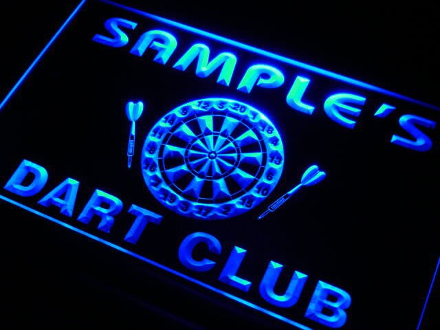 ts Name  Custom Dart Club Bar  Neon Light Signs with On/Off Switch 7 Colors 4 Sizes by Woody Signs Co. - Handmade Crafted Unique Wooden Creative