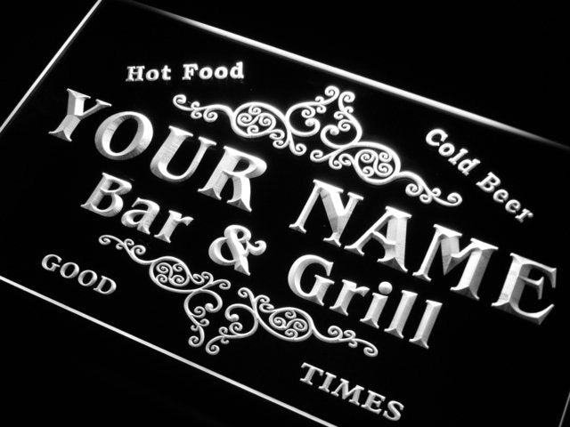 u Name  Custom Family Bar & Grill  Home Gift Neon Light Signs with On/Off Switch 7 Colors 4 Sizes by Woody Signs Co. - Handmade Crafted Unique Wooden Creative