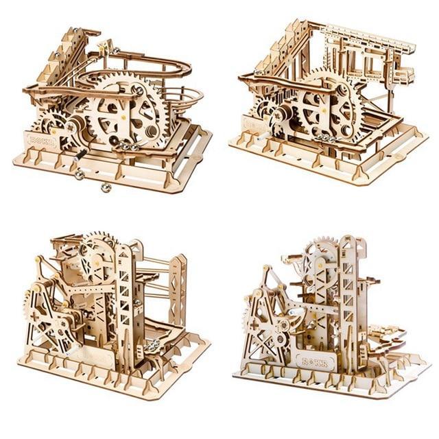 4 Kinds Marble Run Game DIY Waterwheel Wooden  Assembly  Gift for by Woody Signs Co. - Handmade Crafted Unique Wooden Creative