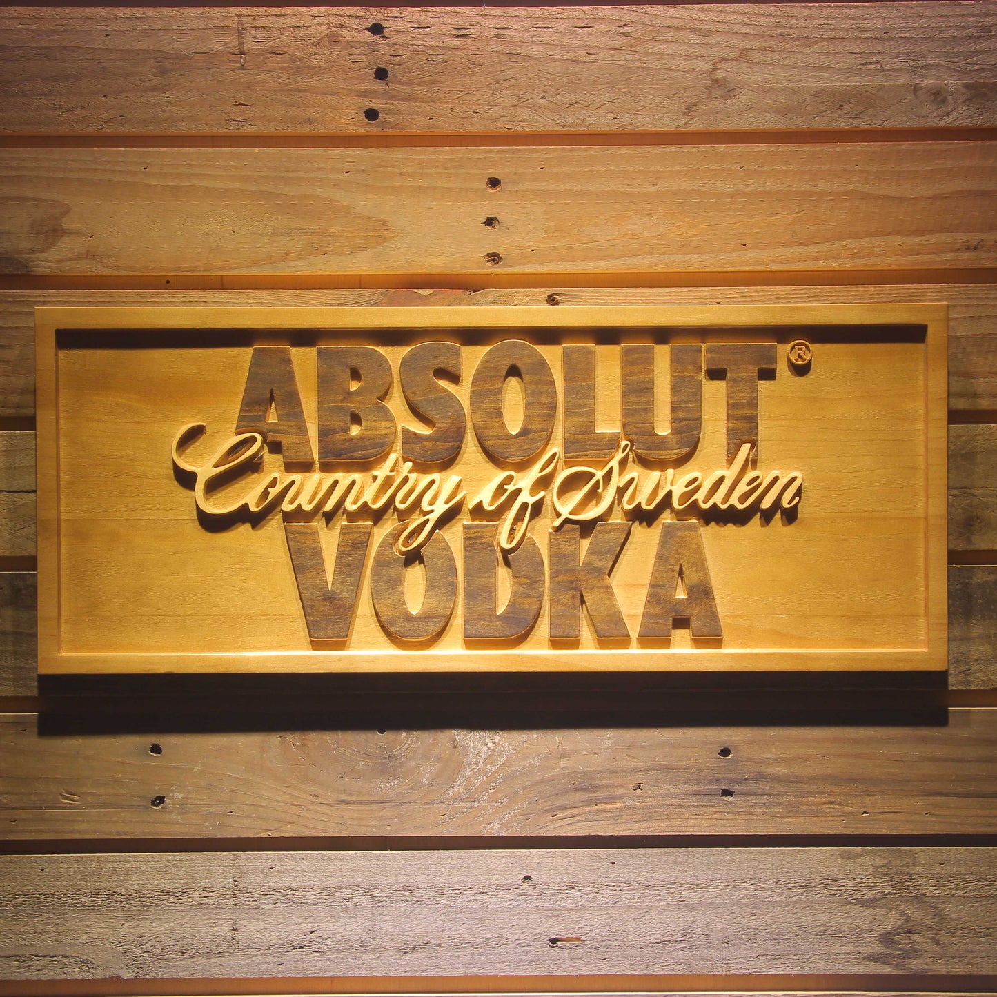 Absolut Vodka 3D Wooden Signs by Woody Signs Co. - Handmade Crafted Unique Wooden Creative