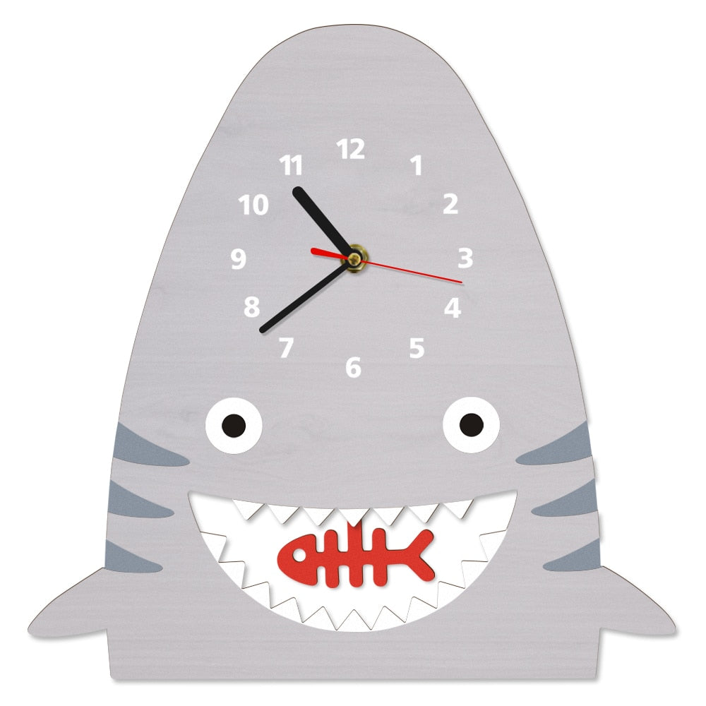 Wood Shark Pendulum Wall Clock  for Baby Nursery Kids Bedroom Nautical Nursery Modern Nursery Wooden Clock Shark by Woody Signs Co. - Handmade Crafted Unique Wooden Creative