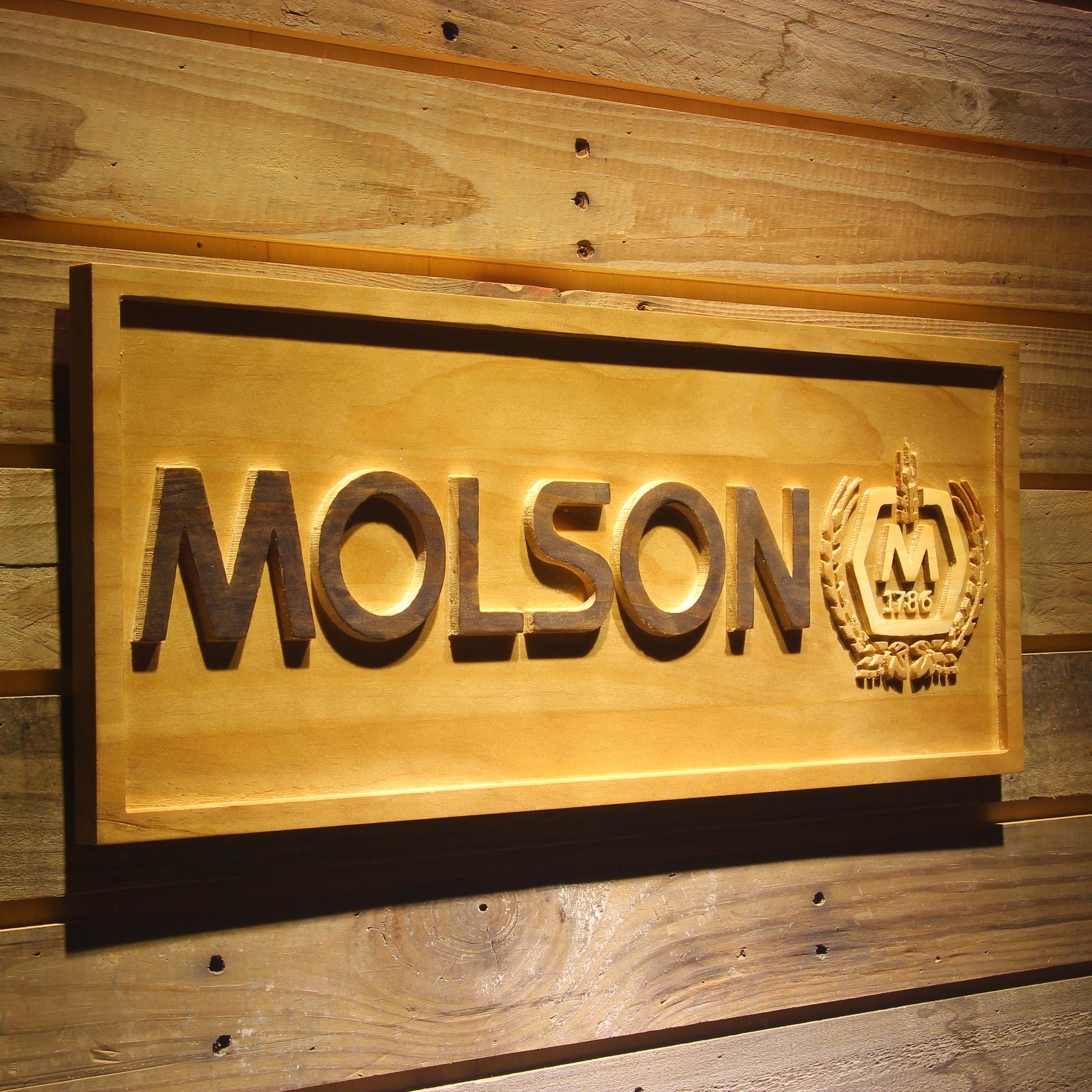 Molson  3D Wooden Bar Signs by Woody Signs Co. - Handmade Crafted Unique Wooden Creative