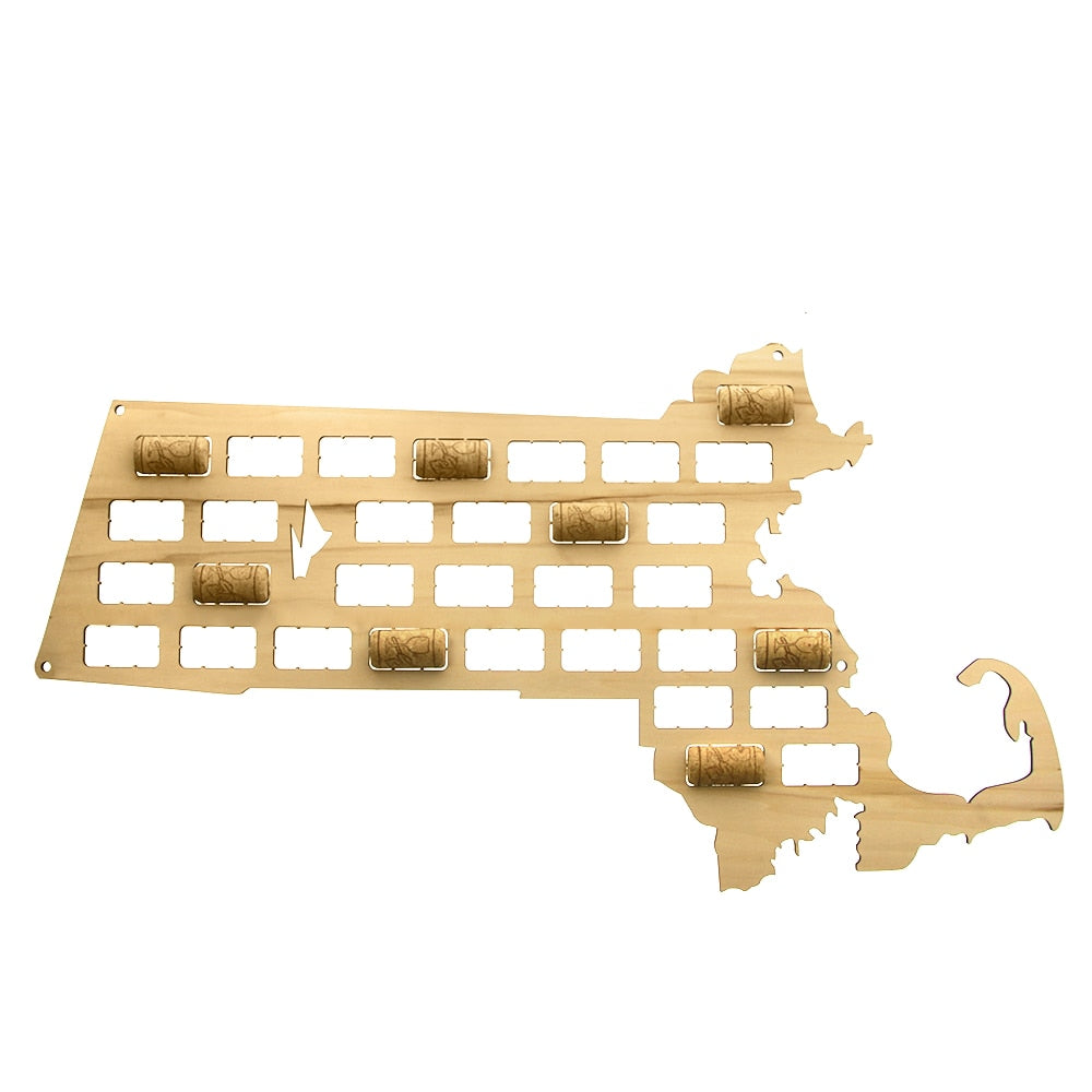 Massachusetts State  Cork Map USA State Wall Map  Cork Reused Display Wood Cutout   Housewarming by Woody Signs Co. - Handmade Crafted Unique Wooden Creative