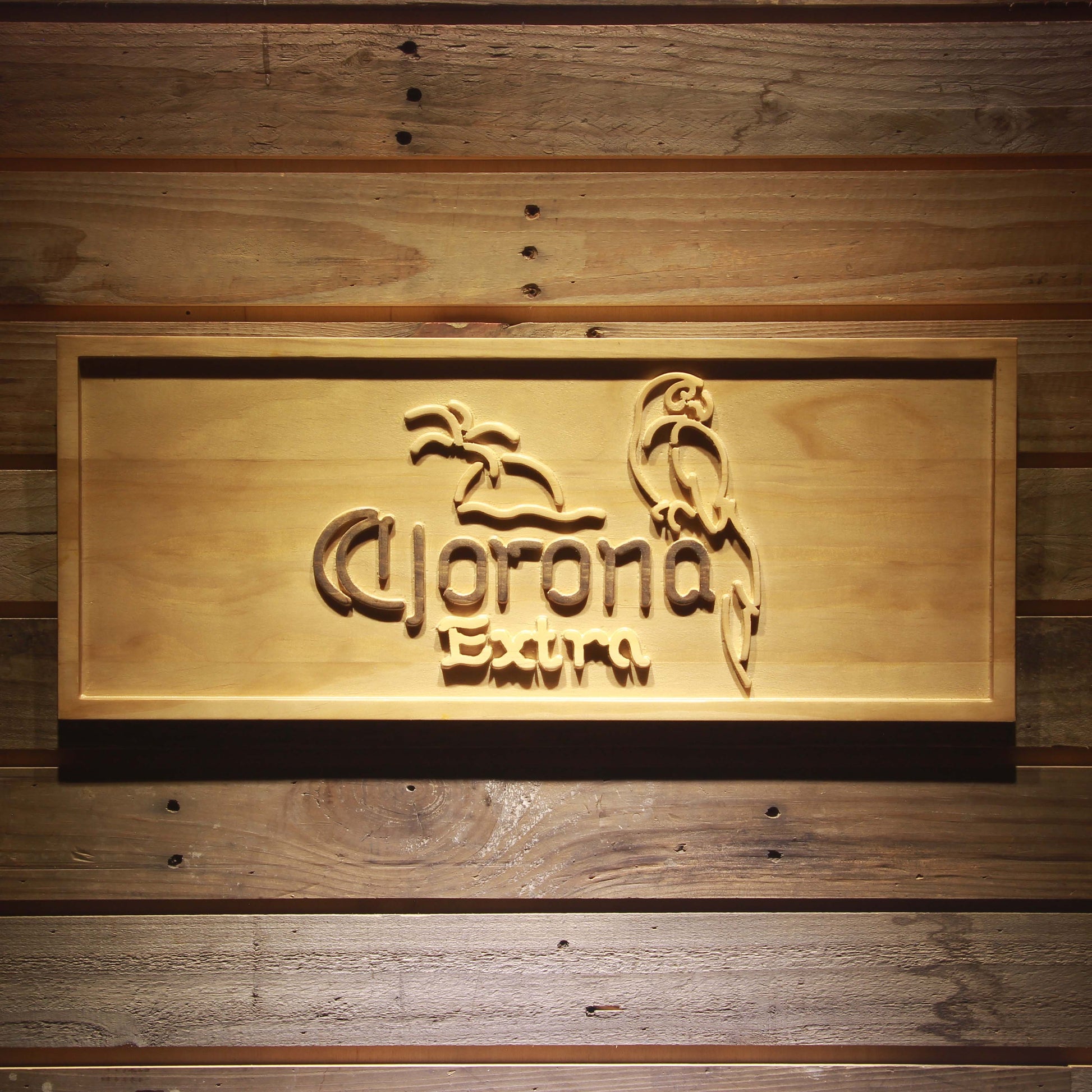 Corona Extra Parrot  3D Wooden Signs by Woody Signs Co. - Handmade Crafted Unique Wooden Creative