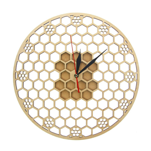Hexagon Wooden Wall Clock Honeycomb Sacred Geometry Comb Modern Mandala Clock Watch Bee Lover Keeper Room Deco Gift Silent Sweep by Woody Signs Co. - Handmade Crafted Unique Wooden Creative
