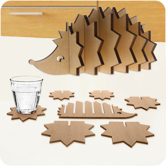 7Pieces/Set Animal Pin Wooden Coaster Hedgehog Shape DIY Coffee Tea Cup Mat Creative Table Decoration Figurines & Miniatures by Woody Signs Co. - Handmade Crafted Unique Wooden Creative