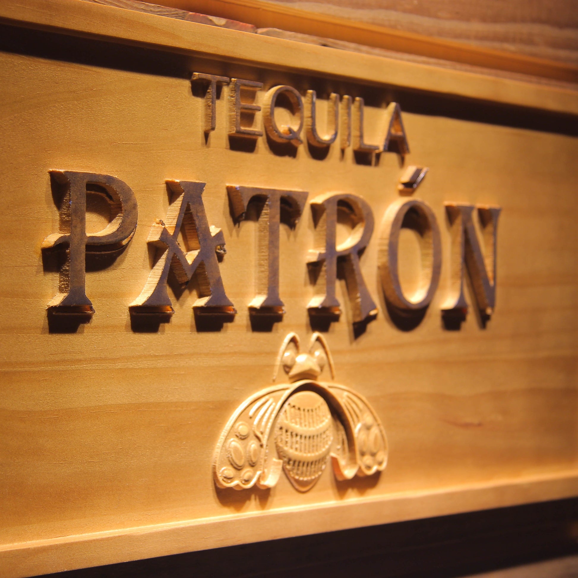 Tequila Patron Bar 3D Wooden Signs by Woody Signs Co. - Handmade Crafted Unique Wooden Creative