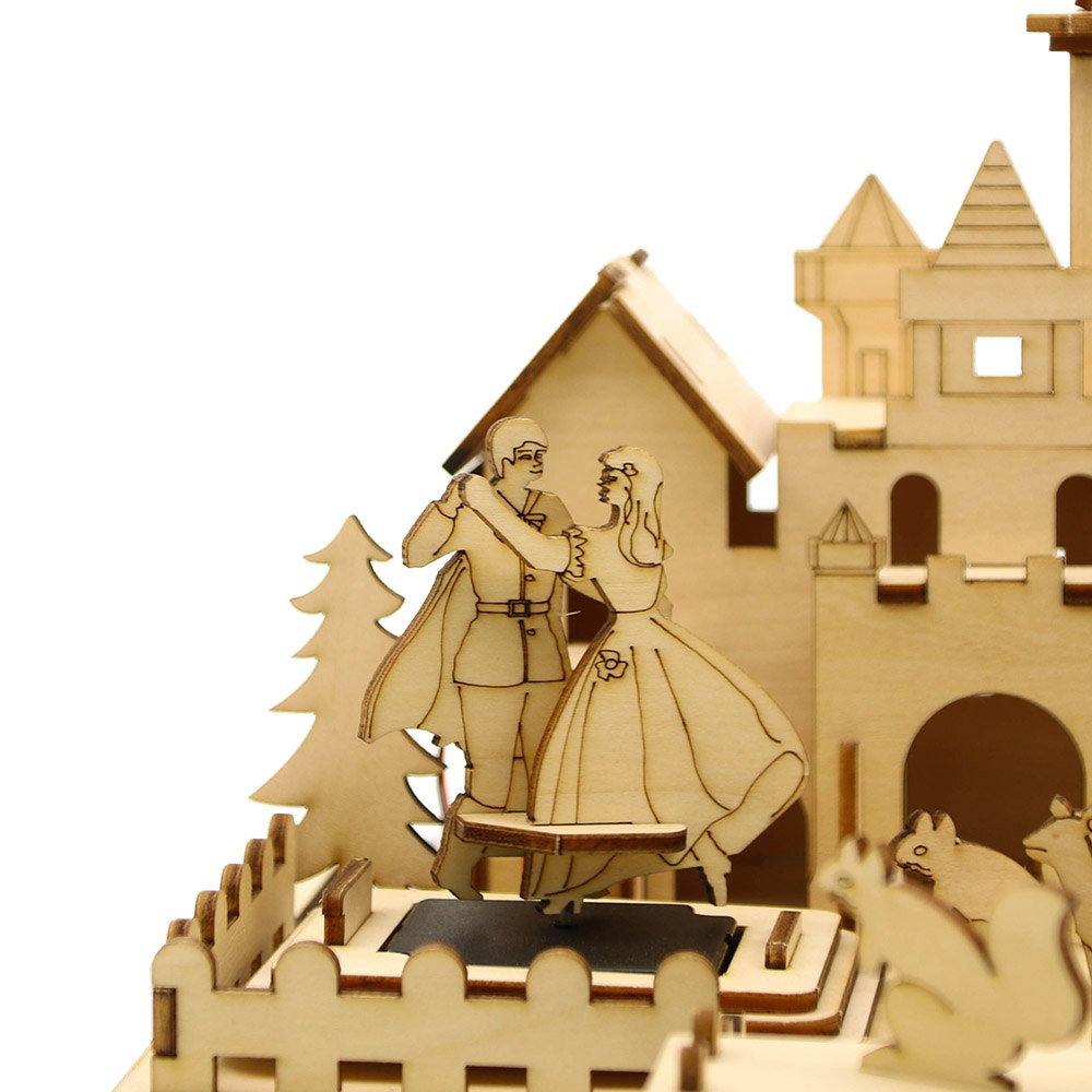 DIY Kits Wooden 3D Castle Puzzle Educational Mechanical Toy Solar Snow White Toys Table Decor Gift For Kids by Woody Signs Co. - Handmade Crafted Unique Wooden Creative