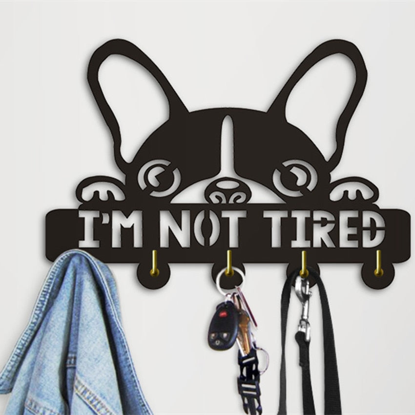 Boston Terrier I am Not Tired Wall Hooks Creative Lovely Dog Silihouette  Hanger Unique Gift For Dog Lover by Woody Signs Co. - Handmade Crafted Unique Wooden Creative