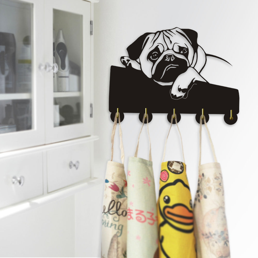 English Bulldog Clothes Hooks Lovely Puppy Dog Animal Silhouette Wall Hanger Towels Hooks Nursery Decor For Bathroom by Woody Signs Co. - Handmade Crafted Unique Wooden Creative