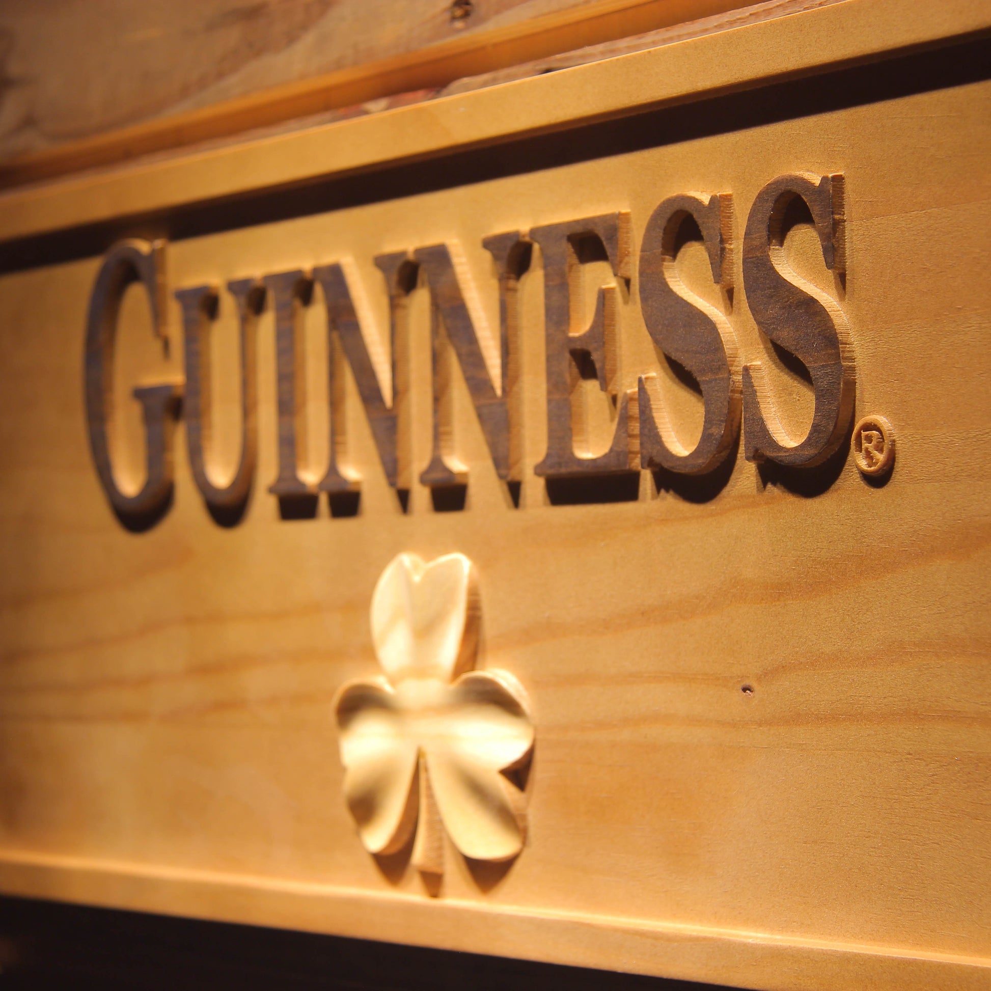 Guinness Shamrock  3D Wooden Signs by Woody Signs Co. - Handmade Crafted Unique Wooden Creative