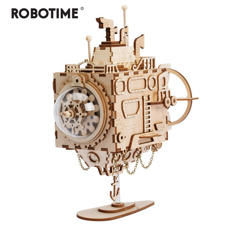 Creative DIY 3D Steampunk Submarine Wooden Puzzle Game Assembly Music Box Toy Gift for Children Teens Adult AM680 (Submarine AM680) by Woody Signs Co. - Handmade Crafted Unique Wooden Creative