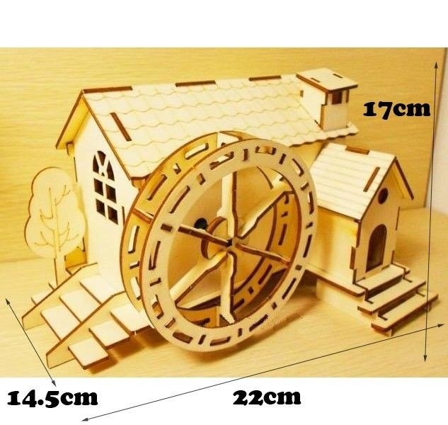 Eco-friendly DIY Solar Powered Toys Wooden DIY Solar Waterwheel Solar Kit Creative Novelty Gift For Kids by Woody Signs Co. - Handmade Crafted Unique Wooden Creative