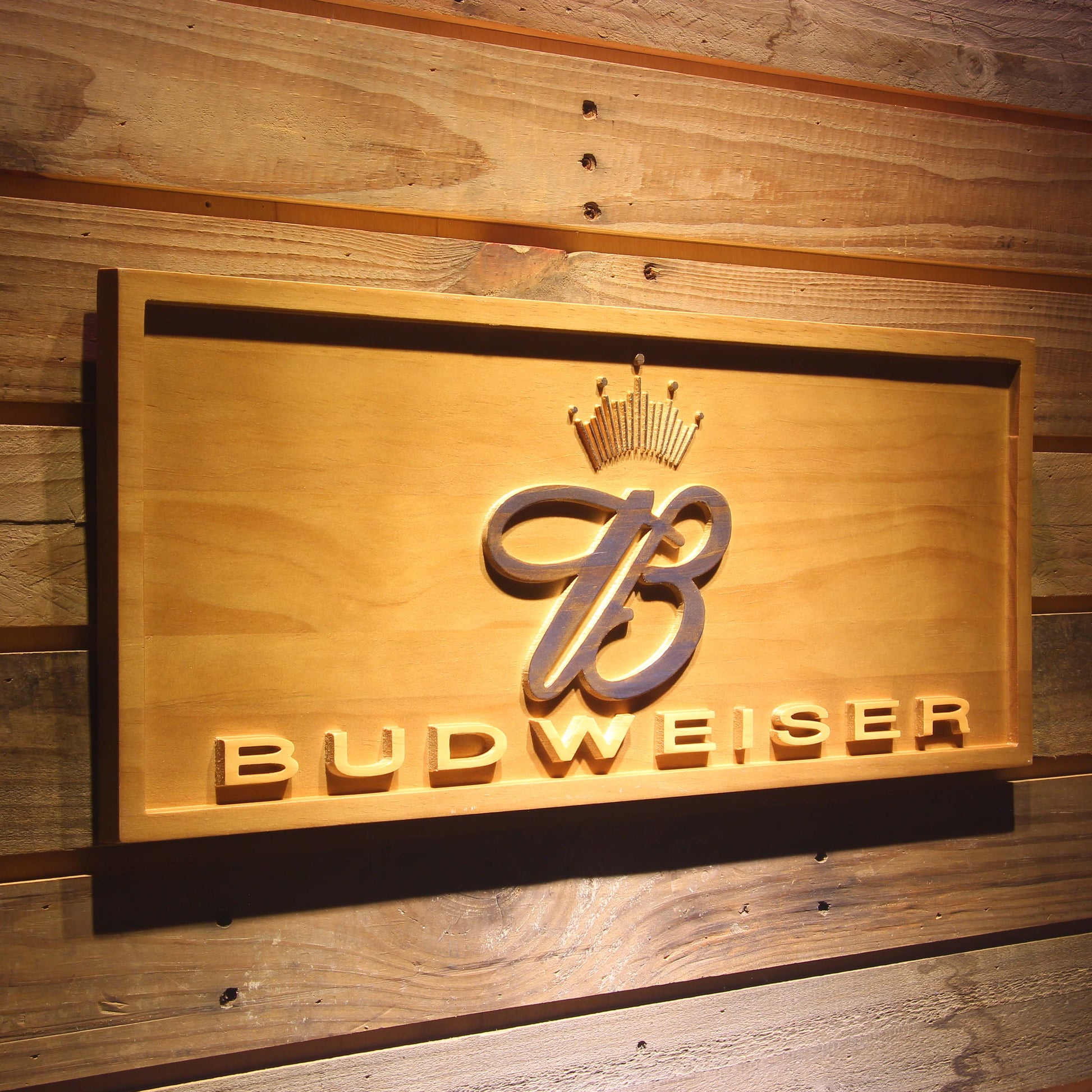 Budweiser King  3D Wooden Signs by Woody Signs Co. - Handmade Crafted Unique Wooden Creative