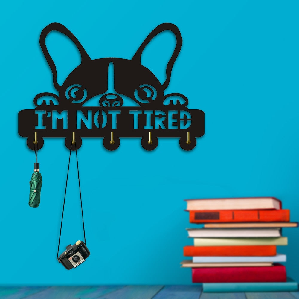 Boston Terrier I am Not Tired Wall Hooks Creative Lovely Dog Silihouette  Hanger Unique Gift For Dog Lover by Woody Signs Co. - Handmade Crafted Unique Wooden Creative